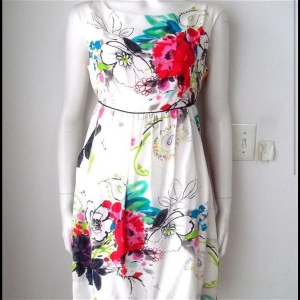 Matty M vibrant silk modern abstract floral dress